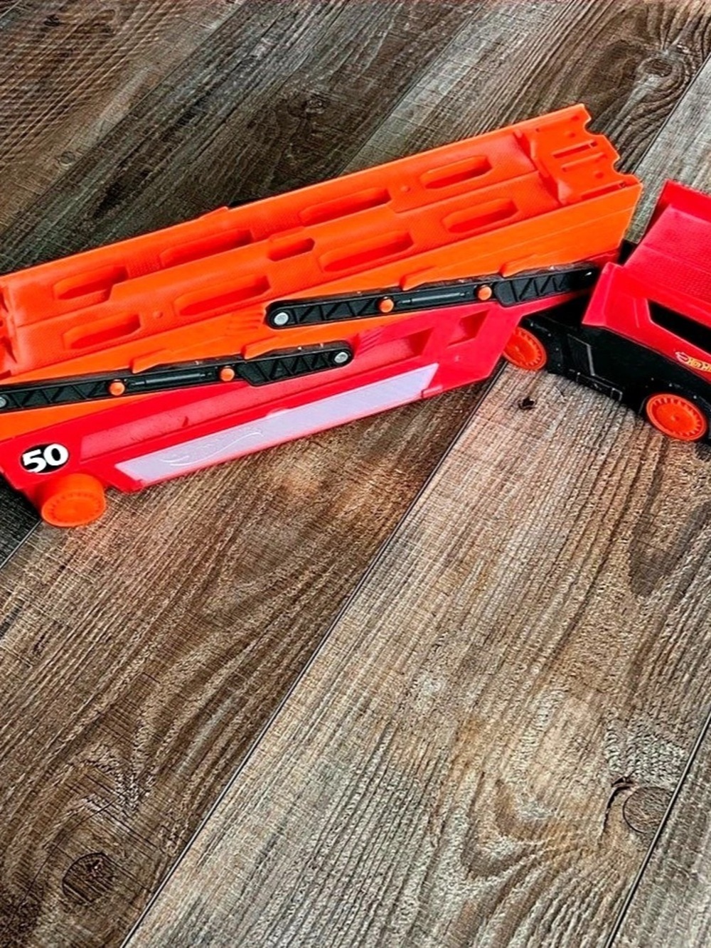 Hot Wheels Mega Hauler Track Carrier Toy Truck Red & Orange